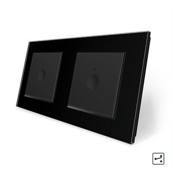 Сенсорный проходной выключатель Sense 2 сенсора 1-1 Livolo стекло черный VL-C7FC1S/FC1S-4BP