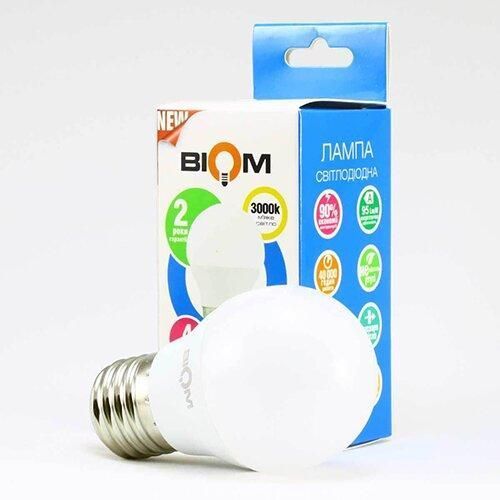 Светодиодная лампочка Biom BT-563 G45 7W E27 3000К матовая 00-00001417
