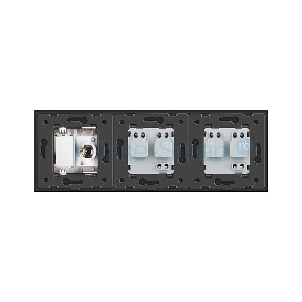 Розетка трехместная комбинированная Силовая ТВ Livolo стекло белый VL-C7C2EU1VK0-11