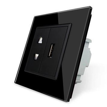 Розетка универсальная с USB розеткой Livolo стекло черный VL-C7C1AUSB-12
