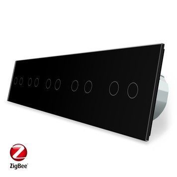 Умный сенсорный ZigBee выключатель 10 сенсоров 2-2-2-2-2 Livolo стекло черный VL-C710Z-12
