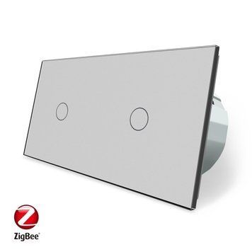 Умный сенсорный ZigBee выключатель 2 сенсора 1-1 Livolo серый VL-C701Z/C701Z-15