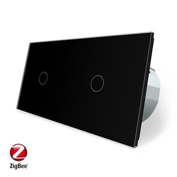 Умный сенсорный ZigBee выключатель 2 сенсора 1-1 Livolo черный VL-C701Z/C701Z-12