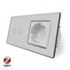 Умный сенсорный ZigBee выключатель 2 сенсора 1 розетка Livolo стекло серый VL-C702Z/C7C1EU-15 &ndash; фото 1