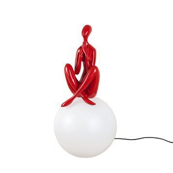 Настільна лампа 999005, дизайнерська, людина з кулею, під лампу Е27, арт-декор, червона LVS4805