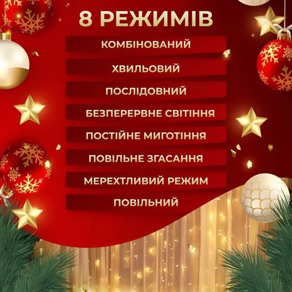 Гірлянда-штора TLD-P Крапля Роса 3х2м 200LED, 10 ліній, жовтий TLD-173304Y