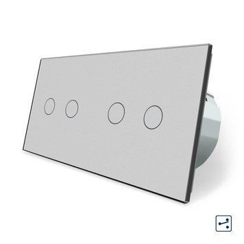 Сенсорный проходной выключатель 4 сенсора 2-2 Livolo стекло серый VL-C702S/C702S-15