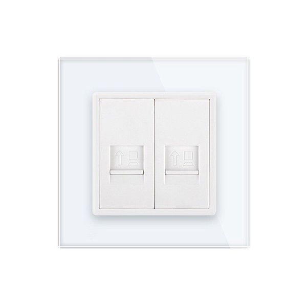 Розетка компьютерная двойная RJ-45 Livolo стекло белый VL-C792C-11