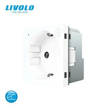 Умная розетка Livolo белая с заземлением, шторки, управление со смартфона, Alexa, Google Home, 16 А 230 В VL-FCTC16AZ2-2WP