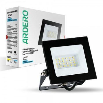 Світлодіодний прожектор Ardero LL-1020ARD 20W 1600Lm 6500K, чорний, вуличний, вологозахищений 80016