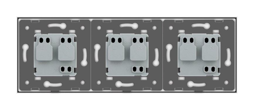 Розетка потрійна з заземленням Livolo скло білий VL-C7C3EU-11