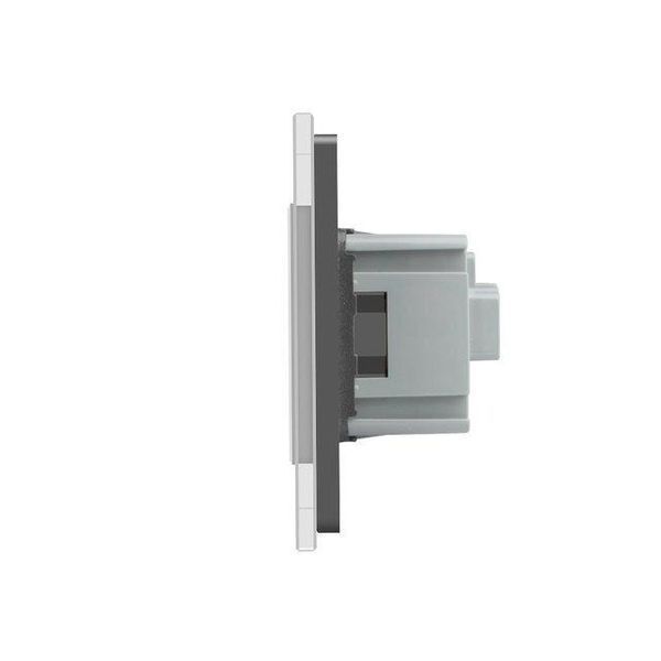 Умный сенсорный ZigBee выключатель 2 сенсора 3 розетки Livolo стекло серый VL-C702Z/C7C3EU-15