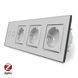 Умный сенсорный ZigBee выключатель 2 сенсора 3 розетки Livolo стекло серый VL-C702Z/C7C3EU-15 &ndash; фото 1