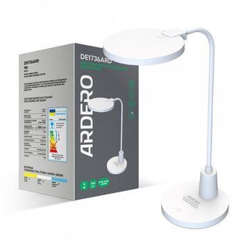 Настольная LED лампа, настольный светодиодный светильник Ardero DE1736ARD 9W 550Lm белый 80033