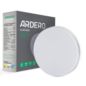 Накладний світлодіодний світильник Ardero AL801ARD 18W 5000K IP40 круг настінний стельовий білий 80162