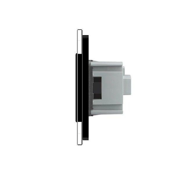 Умный сенсорный ZigBee выключатель 2 сенсора 3 розетки Livolo стекло черный VL-C702Z/C7C3EU-12