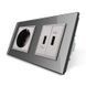 Розетка з заземленням з 2 USB розетками Livolo скло сірий