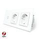 Умный сенсорный ZigBee выключатель 1 сенсор 2 розетки Livolo стекло белый VL-C701Z/C7C2EU-11 &ndash; фото 1