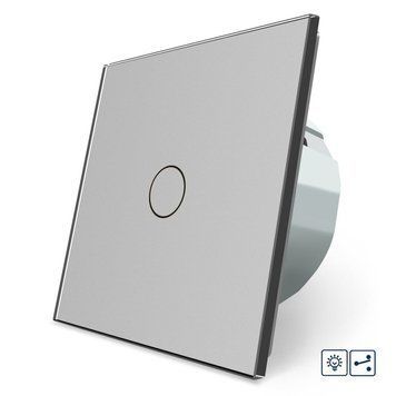 Сенсорный проходной диммер Livolo стекло серый VL-C7FC1SD1-2GIP
