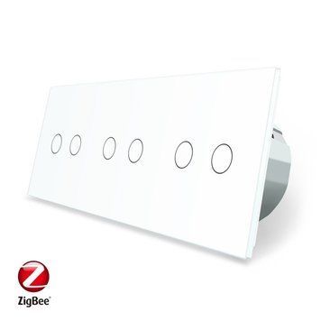 Умный сенсорный ZigBee выключатель 6 сенсоров 2-2-2 Livolo белый VL-C702Z/C702Z/C702Z-11