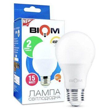 Светодиодная лампочка Biom BT-516 A60 15W E27 4500К матовая 00-00001434