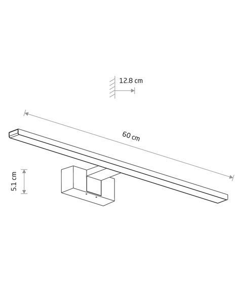 Светильник для зеркала Nowodvorski Cezanne LED M 12Вт 3000К IP44, хром 10681