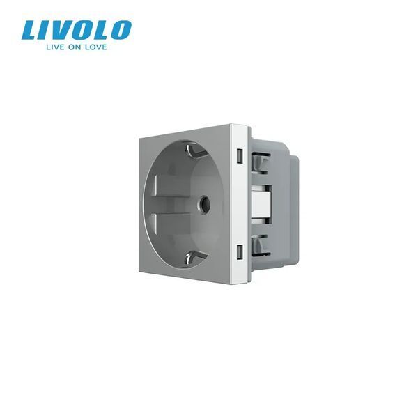 Механизм силовая розетка с заземлением Livolo серый 724000115
