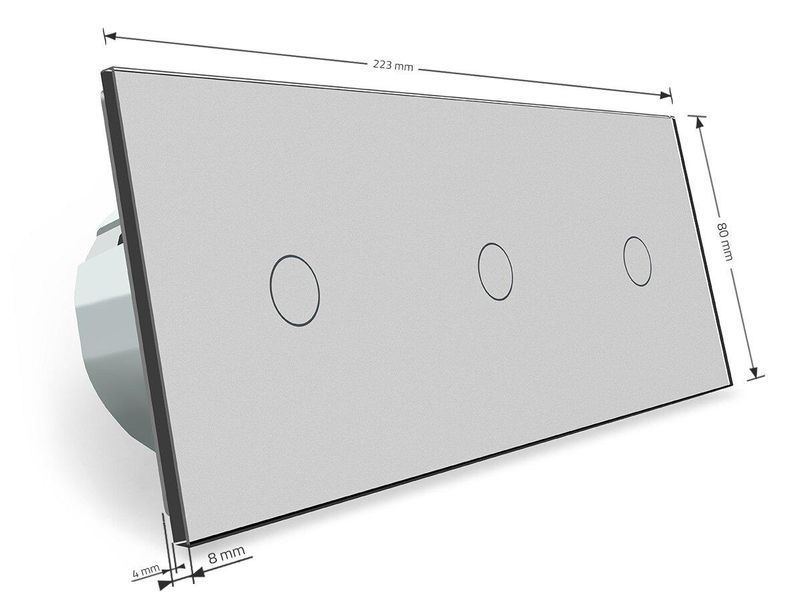 Умный сенсорный ZigBee выключатель 3 сенсоров 1-1-1 Livolo серый VL-C701Z/C701Z/C701Z-15