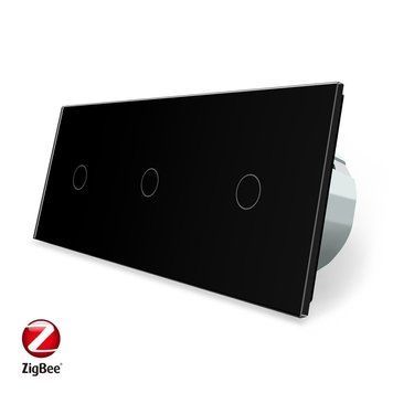 Умный сенсорный ZigBee выключатель 3 сенсоров 1-1-1 Livolo черный VL-C701Z/C701Z/C701Z-12