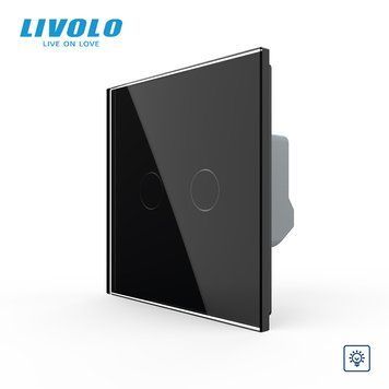 Сенсорный диммер 2 сенсора Livolo черное стекло VL-FC2D2-2GBP