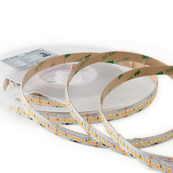 Світлодіодна стрічка Kloodi KD2835-240-21.6W-3К-24V HE 21.6W 240Led 3000K 2800Lm IP20 24V, 1м KD2835-240-21.6W-3К-24V H