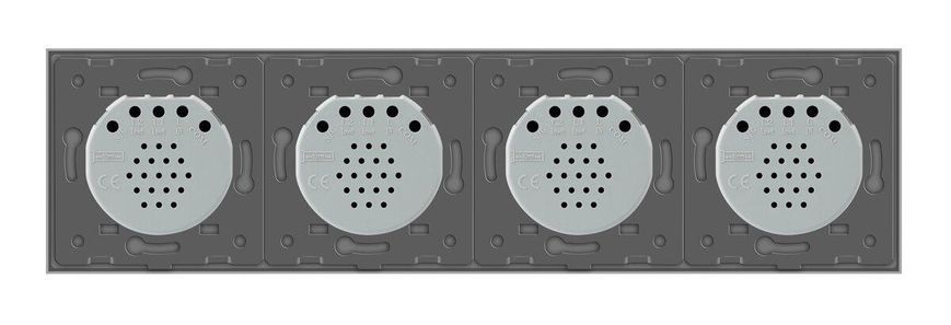 Умный сенсорный ZigBee выключатель 4 сенсора 1-1-1-1 Livolo стекло серый VL-C704Z-15