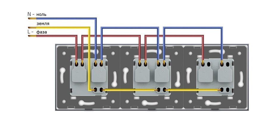 Розетка потрійна з заземленням Livolo скло чорний VL-C7C3EU-12