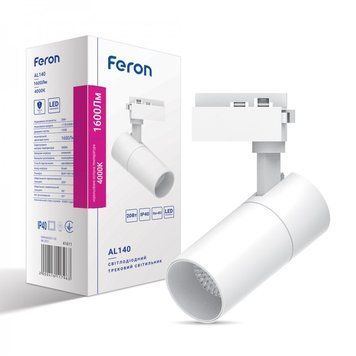 Трековый светодиодный светильник Feron AL140 20W 4000K белый 41611