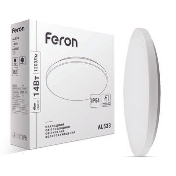 Світлодіодний накладний світильник для ванної Feron AL533 14W 6500К IP54 260х49мм 40220