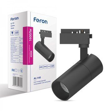 Трековый светодиодный светильник Feron AL140 20W 4000K черный 41612