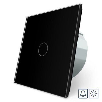Сенсорна кнопка 1 сенсор Сухий контакт Livolo скло чорний VL-C701IH-12