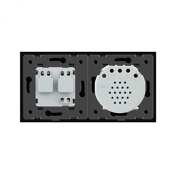 Сенсорный диммер 1 сенсор 1 розетка Livolo стекло черный VL-C701D/C7C1EU-12