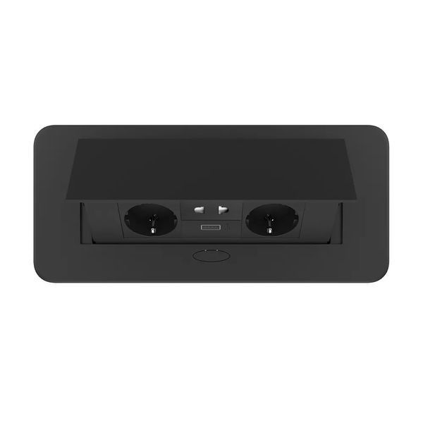 Мебельная тройная розетка Livolo черная для столешницы, USB 10 Вт, розетка 2-в-1, с заземлением VL-SHS013-2TC-T25-UA-6BP