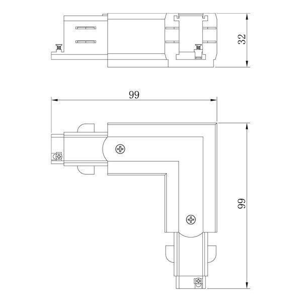 Конектор для трекової системи Ardero LD1301-LR IP20 кутовий чорний 80999