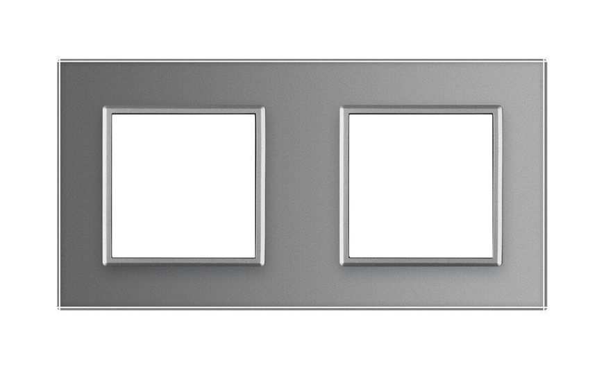 Скляна рамка розетки 2 місця Livolo скло сірий BB-C7-SR/SR-15