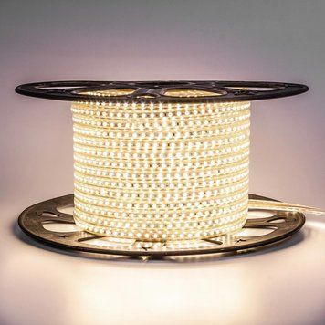 Світлодіодна стрічка біла тепла 220V герметична AVT smd2835 120LED/m 6W/m IP65 1017817