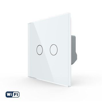 Розумний сенсорний Wi-Fi вимикач 2 сенсора Livolo скло білий VL-C7FC2NY-2GWP