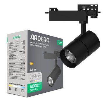 Трековий світильник Ardero AL130 40Вт 4000К 3400Lm IP40 трифазний чорний 80993