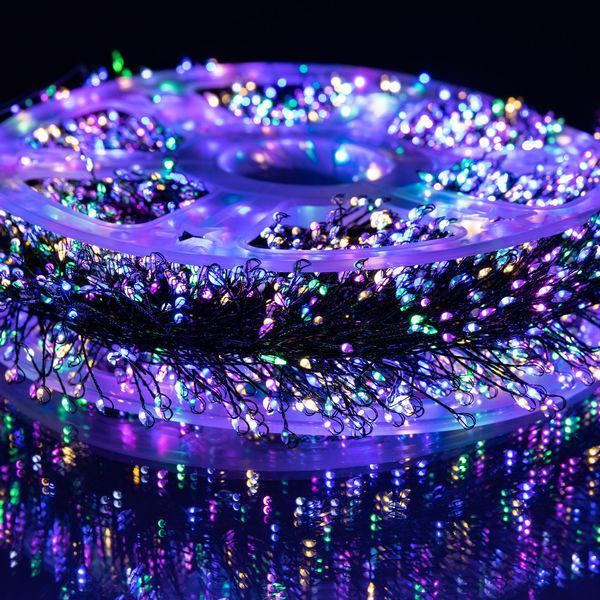 Гірлянда Роса Хвойна лапа 100м 3000LED, зелений провід, мультиколор TLD-D3000L100MGML