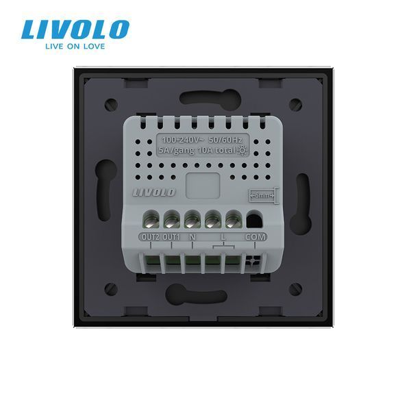 Розумний сенсорний Wi-Fi вимикач 2 сенсора Livolo скло чорний VL-C7FC2NY-2GBP