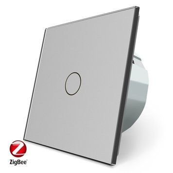 Умный сенсорный ZigBee выключатель 1 сенсор Livolo стекло серый VL-C701Z-15
