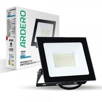 Світлодіодний прожектор Ardero LL-1050ARD 50W 4500Lm 6500K, чорний, вуличний, вологозахищений 80018