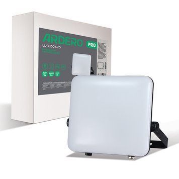 Світлодіодний вуличний прожектор Ardero LL-4100ARD PRO 100W 10000Lm 6500K IP65 безрамковий чорний 80228