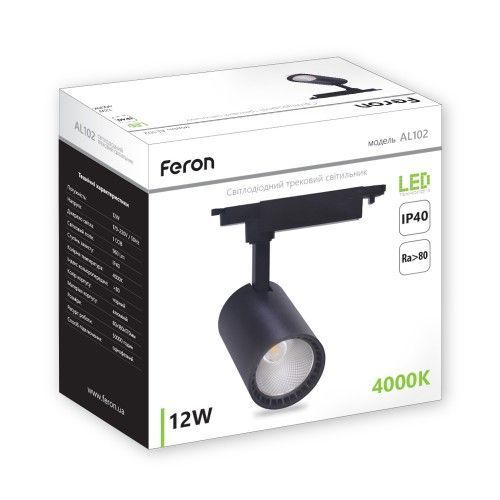 Трековый светодиодный светильник Feron AL102 12W 2700К черный 01705